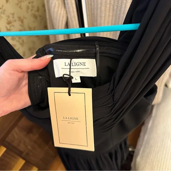 NWT La Ligne Grace Off-the-shoulder Stretch-jersey Midi Dress Sz L - Picture 3 of 7